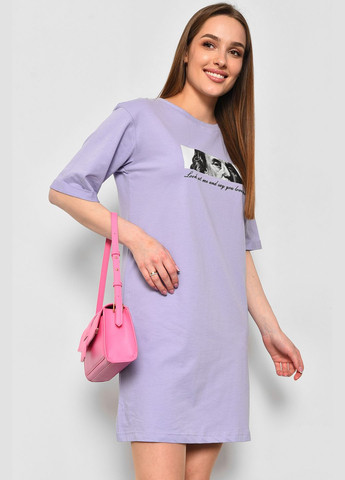 Туника женская из ткани лакоста фиолетового цвета Let's Shop (290981361)