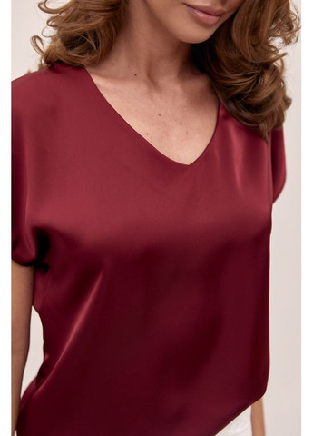 Бордовая блуза шелк-сатин 3019 черный Triko Bakh