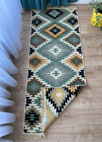 Бавовняний плетений двосторонній килим Zummi 80Х200 см. Зелений No Brand (371739169)