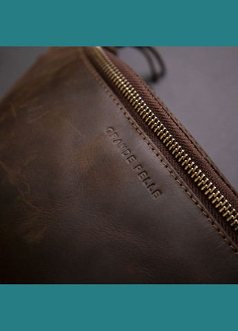 Сумка чоловіча через плече шкіряна бананка 11154 Коричнева Grande Pelle (302008857)