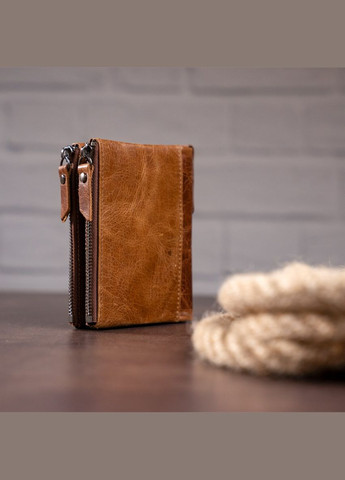 Кошелек мужской кожаный 14684 Cветло-коричневый Vintage (306881963)