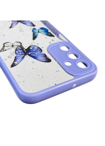 Чехол для Galaxy A24 (SM-A245F) с блёстками с бабочками на самсунг а24 сиреневый Samsung (366386539)