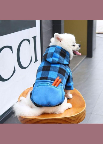 Худі для котів з кишенею Pet Style "Сосиска" Чорносиня клітинка 2XL No Brand - (323234404)