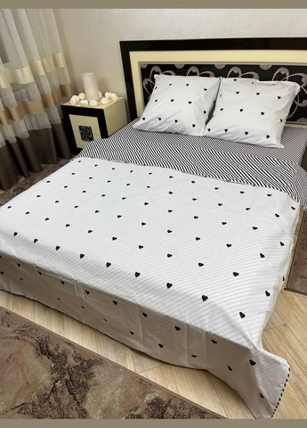 Постільна білизна бавовняна Дакота Двоспальна Простирадло на гумці 160x200х20 Бязь Сіра 50 х 70 No Brand (304266885)