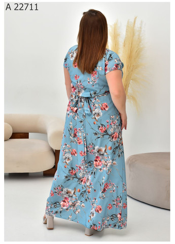 Сіро-голубий повсякденний жіноча літня сукня великого розміру SK