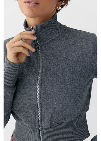 Короткий кардиган на блискавці з коміром-стійкою Lurex (369327180)