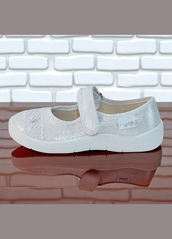 Белые ортопедические тапочки для девочки сменка в садик сменная обувь алина бант белые Waldi с жемчугом