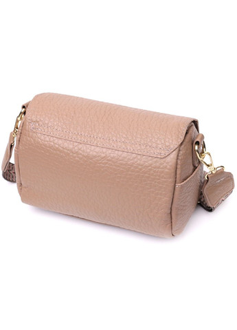 Модная кожаная женская кроссбоди с оригинальной плечевой лямкой бежевая 22403 Vintage (329198716)