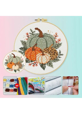 Набор для вышивания крестиком Тыквы, осень 24 см с нанесенной на канву схемой No Brand (371813440)