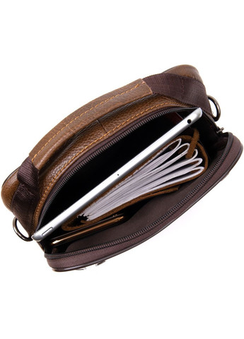 Мессенджер мужской Vintage с потайным карманом из натуральной кожи коричневый (sku_20392) No Brand (328922596)