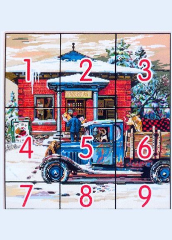 Набір для вишивання хрестиком за нанесеною на канву схемою "Christmas Post Office". AIDA 14CT printed, 49*51 см Joy Sunday (313614527)