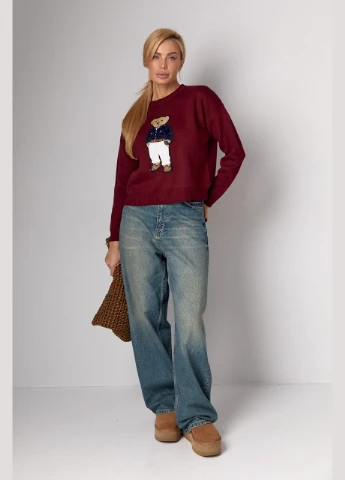 Женский вязаный джемпер с медвежонком Lurex (312383299)