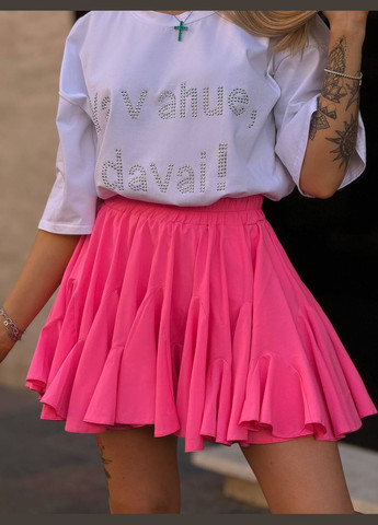 Красивая свободная юбка-шорты из софта в цветочном принте, юбка-шорты в размере 42-46 нежно розового цвета No Brand 591-2 (291622341)