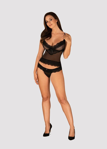 Чорний демісезонний ivannes top & thong l/xl Obsessive