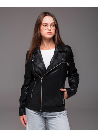 Чорна демісезонна косуха чорна штучна шкіра підкладка тканина No Brand