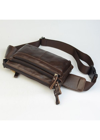 Сумка бананка шкіряна нагрудна молодіжна темно-коричнева через плече No Brand (372125449)