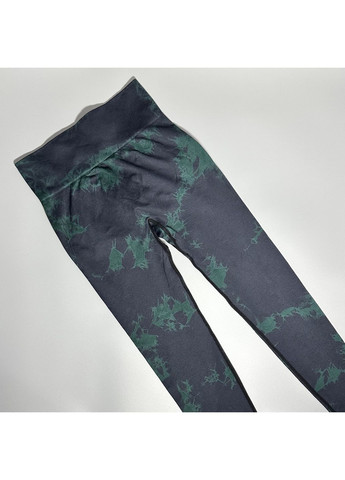 Зеленые женские спортивные леггинсы (лосины) тай-дай для фитнеса и йоги No Brand