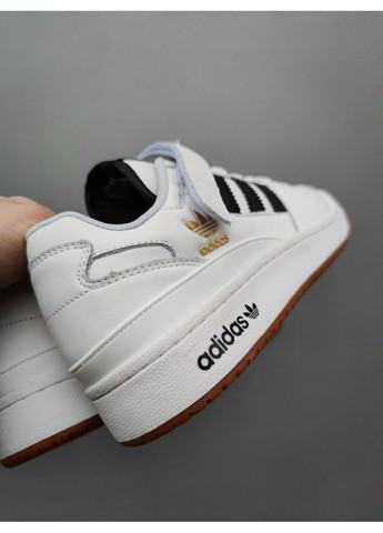 Черные демисезонные кроссовки мужские adidas forum refined white black адидас форум No Brand