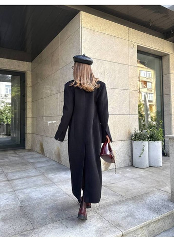 Черное демисезонное Женское пальто RIO MAXI с карманами (mil611) milirud