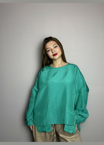 Зелёная рубашка женская зеленая с карманами оверсайз mkks9025-2 Modna KAZKA