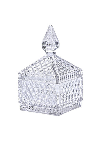 Цукерниця скляна з кришкою квадратна 8,5х8,5х15 см для солодощів та печива прозора ProDobro (364190496)