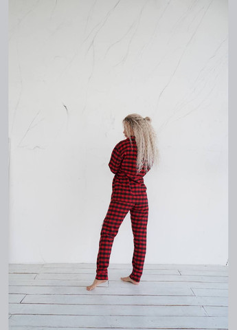 Червона всесезон фланелева піжама в клітинку сорочка + брюки No Brand