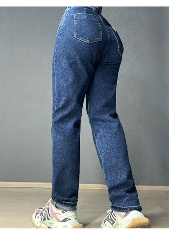 Джинсы женские 0250 МОМ бананы резинка на поясе батал большие размеры синие LDM - (360272231)