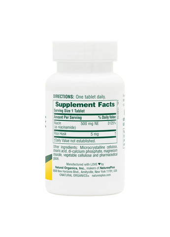 Ниацинамид (В3), Niacinamide, 500 мг, 90 таблеток Natures Plus (326055208)