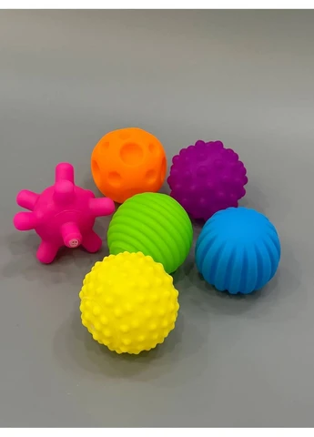 Сенсорні м'ячики масажні тактильні 6 шт розвиваючі Вид 2 (HB 0020 AB) Happy Baby (395590612)
