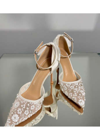 No Brand Свадебные туфли для невесты с бантами 8,5 см. белый з текстиль, — (351394488)