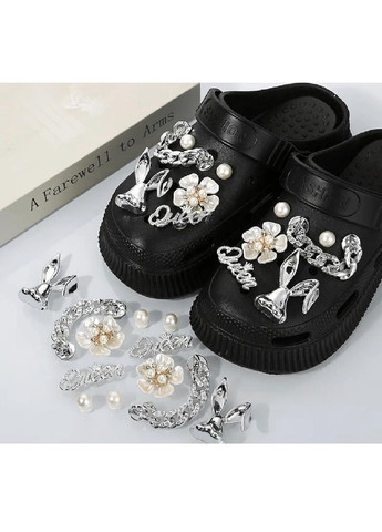 Набір джибітсів для жіночих кроксів з ланцюжком написом кроликом квіткою перлами 12 елементів (479250-Prob) Unbranded (316493424)