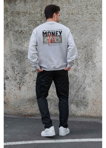 Сірий утеплений оверсайз світшот на флісі з принтом talk gray Without (362357836)