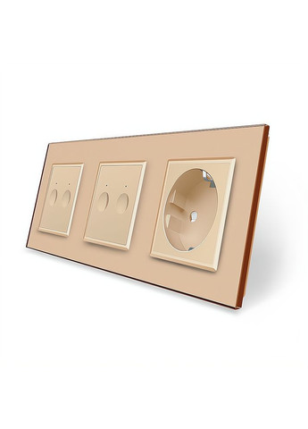 Сенсорний прохідний/перехресний вимикач Sense 4 сенсора (2-2) 1 розетка золотий скло (VL-C7FC2S/FC2S/FCTC16A-6AP) Livolo (370971295)