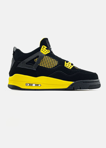 Кроссовки женские и мужские Nike Air Jordan 4 Retro black yellow | Найк Аир Джордан 4 Ретро черные желтые No Brand чёрные всесезоны (314794796)