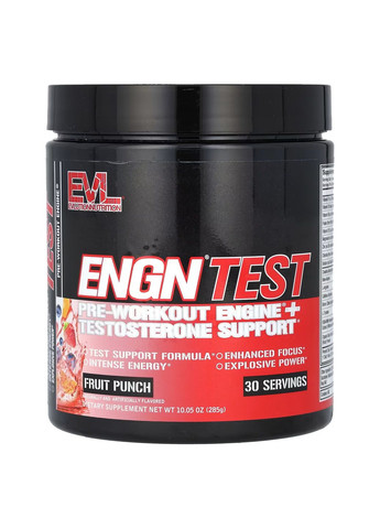 Предтренировочный комплекс ENGN Test Pre-Workout Engine + Testosterone Support 285 g (Fruit Punch) EVLution Nutrition (292312002)