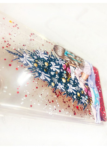 Чохол з плаваючими блискітками на Samsung Galaxy A24 (A245) Червоний Дівчина біля ялинки (принт 139) CASE CONTROL (362963634)