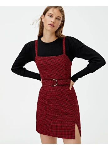 Красное платье демисезон,красный-черный в узоры, Pull & Bear