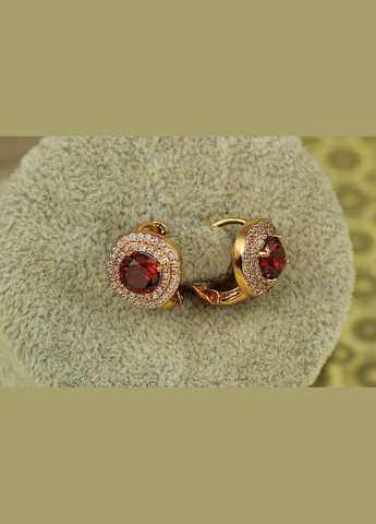 Сережки велика мрія із червоним каменем 1,3 см золотисті Xuping Jewelry (337714760)