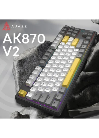 Клавиатура AK870 V2 Flying Fish Switch USB UA Black/Grey/Yellow (AK870-V2-FF-BGY) Ajazz AK870 V2 Flying Fish Switch USB UA Black/Grey/Yell (377856739)