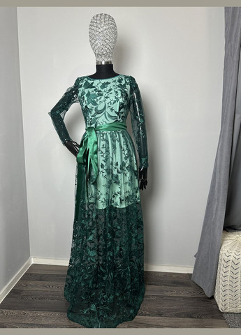 Зелена коктейльна плаття жіноче вечірнє зелене mkeng2158-2 Modna KAZKA
