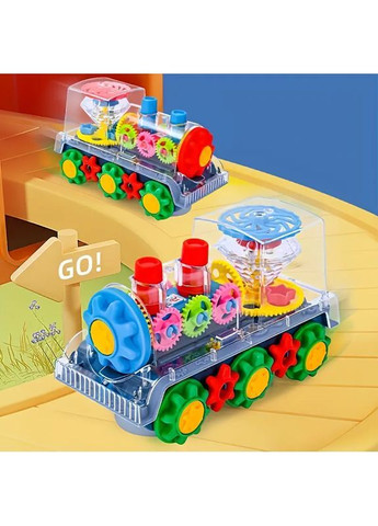 Дитячий прозорий світиться поїзд музичний інтерактивний паровоз з підсвічуванням на батарейках No Brand Perfect (369176368)