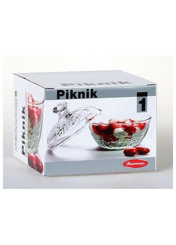 Сахарница стеклянная Piknik с крышкой для сахара и специй прозрачная закалённая 122мм 130мм Pasabahce (368988848)