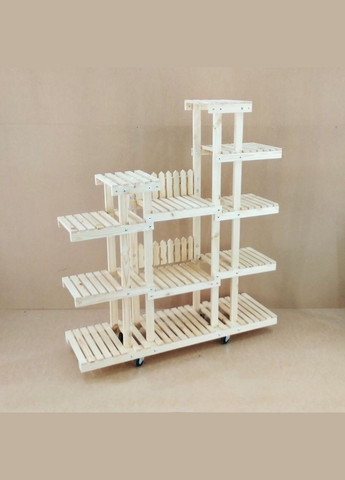 Підставка для квітів з дерева Бордо на коліщатках бланже (ЦВТ-102401) No Brand (328226018)