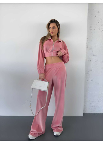Рожевий велюровий спортивний костюм, жіночий велюровий костюм, костюм з велюру без капюшон... Україна (355059381)