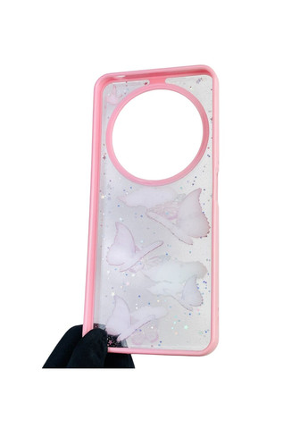 Чехол для Redmi 14C с блёстками с бабочками на сяоми редми 14с розовый Xiaomi (366387811)
