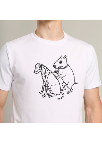 Белая футболка peremoga - наклейка собаки черная белый Pobedov