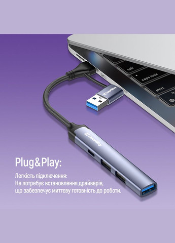 USB-хаб USB Type-A/USB Type-C 4-в-1 (CW-HUB06) Colorway (336951502)