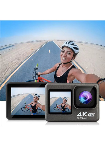Екшн-камера відеокамера з подвійним дисплеєм з пультом та кріпленням водонепроникна WiFi екшн камера (VD1411) No Brand (360867216)