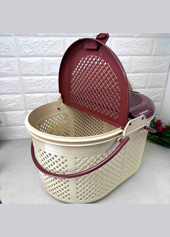 Бежевий кошик для пікніка 22л з двома кришками, SP-110 Irak Plastik (304422150)