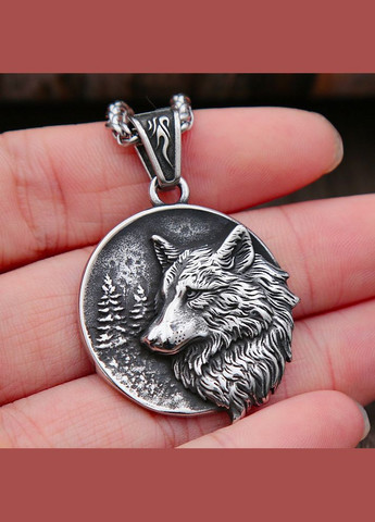 Кулон с цепочкой мужской голова волка Viking (338425400)